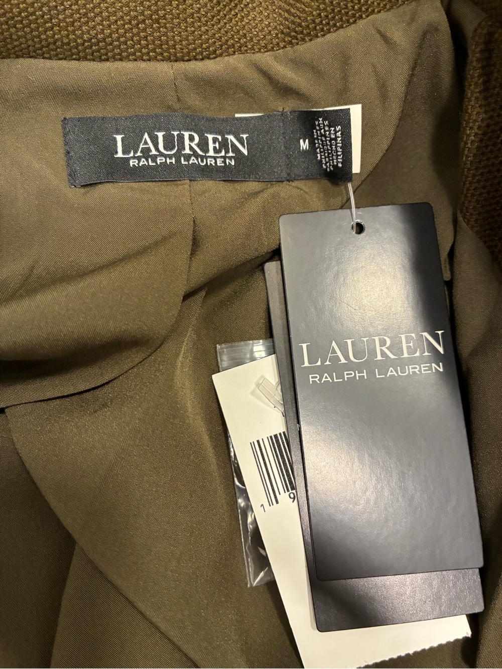 Lauren Ralph Lauren NWT Cotton Jacquard Blazer in Olive Green Size Medium - Picture 7 of 7